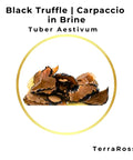 Black truffle carpaccio in brine from Terra Ross, premium truffle carpaccio product